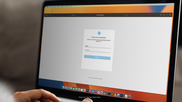 ATTWiFiManager Login page on a laptop