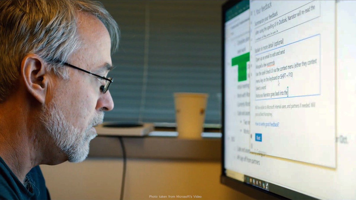 Brett Humphrey Visually Impaired Senior Program Manager using Windows Accessibility Feature