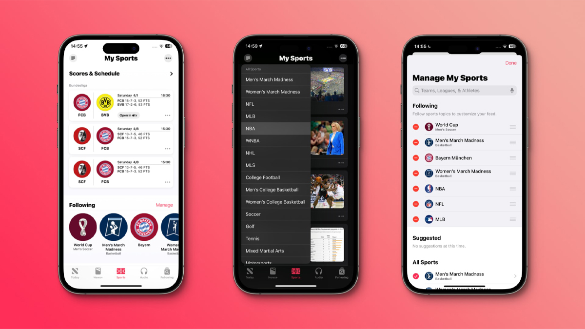 Dedicated Sports tab on Apple News app